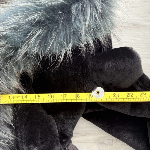 NEW Rosleen BLUE FUR COAT LEATHER BELT ACCENTS FULLY LINED ZIP SIZE 18 - Picture 14 of 15